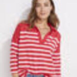 Vineyard Vines Deluxe Polo - 3/4 sleeve - Red/White Stripe